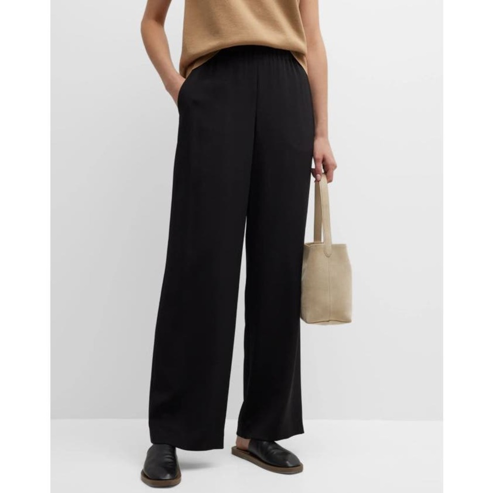 NWT! Lafayette 148 New Yorkβ Perry Wide-Leg Stretch Silk Pants BLACK/X-LARGE